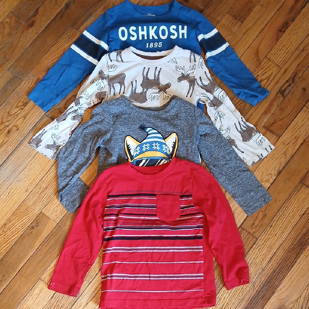 OshKosh B'gosh Long Sleeve Tees in Blue and Gray